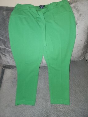Bright Green Women's Tie-Waist Ponte Pants